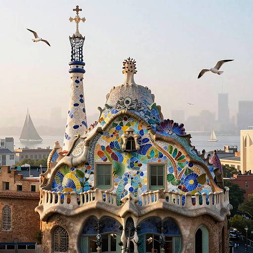 Gaudí Colosseum Mosaic at Dawn Harbor
