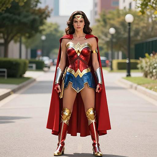 Woman in Wonder Woman Cosplay Costume