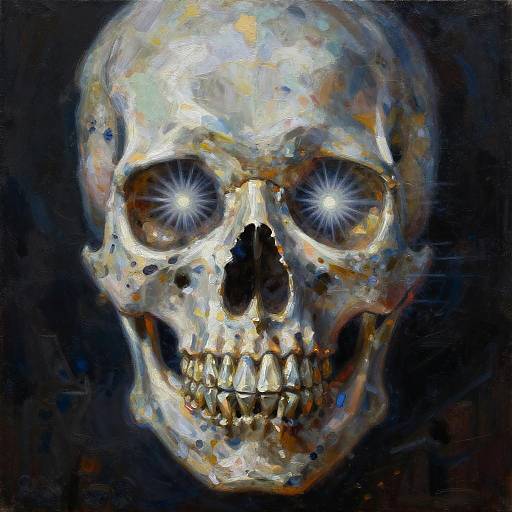 Crystal Skull Duality Oil Painting