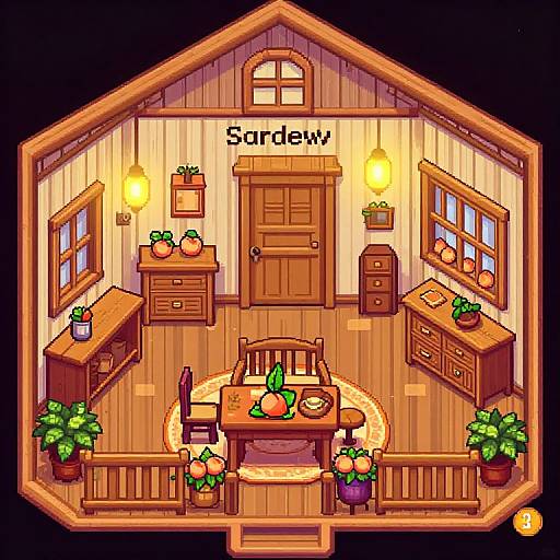 Peach Stardew Cozy Farmhouse Interior