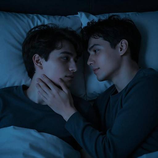 Blue Light Intimate Moment Between Men