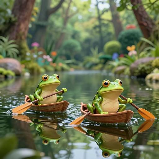 Frogs Steering Whimsical Steam Boats