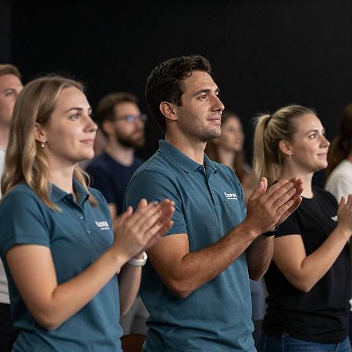 Cheerful Trio Applauding Together