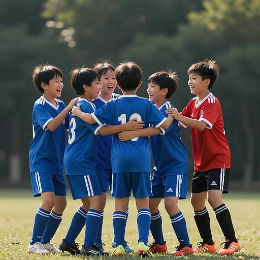 Children Hugging After Soccer Game