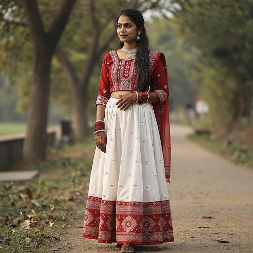 Woman in Traditional Bihu Dress Standing Outdoors