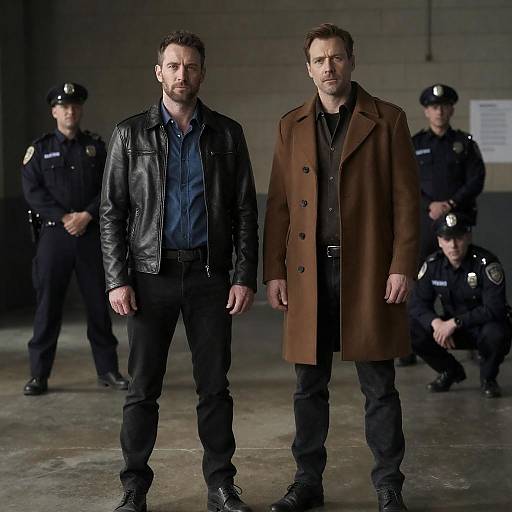 Industrial Scene with Men and Officers