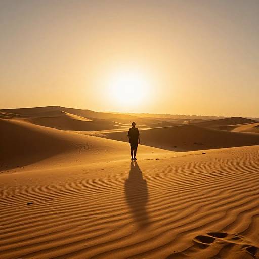 Lone Figure in Glowing Desert