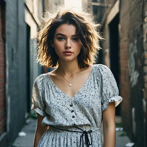 Urban Fashion Model with Messy Hair