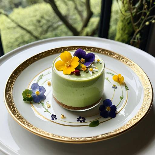 Matcha Panna Cotta with Edible Flowers