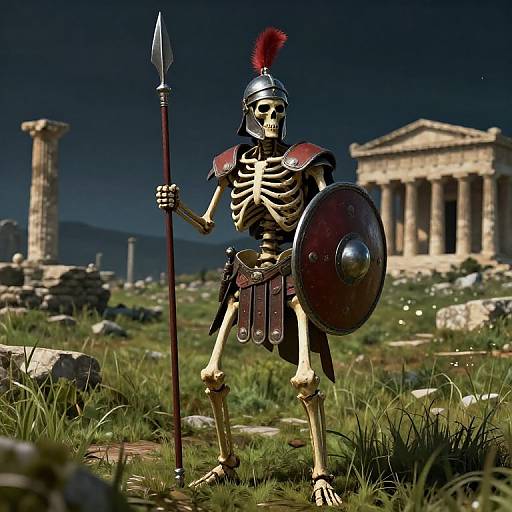 Undead Greek Hoplite Skeleton Warrior