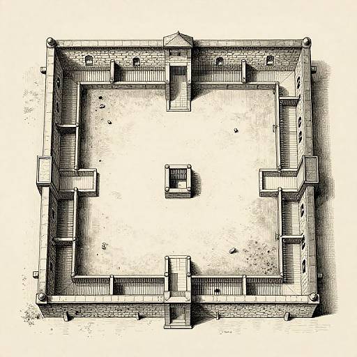 Vintage 19th-Century Prison Floor Plans