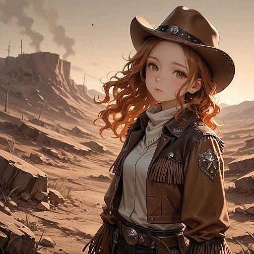 Freckled Cowgirl in a Wasteland