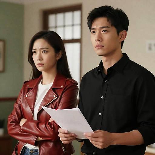 Serious Couple Against Neutral Background