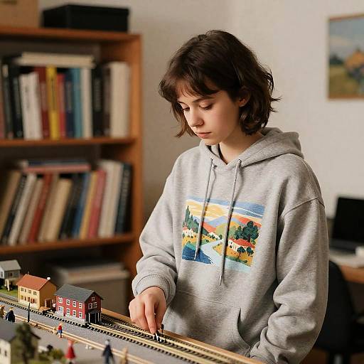 Contemplative Woman in Cluttered Room