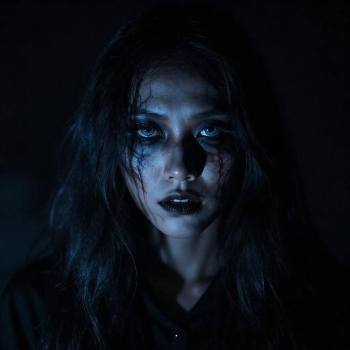 Menacing Blue Shadow with Glowing Eyes