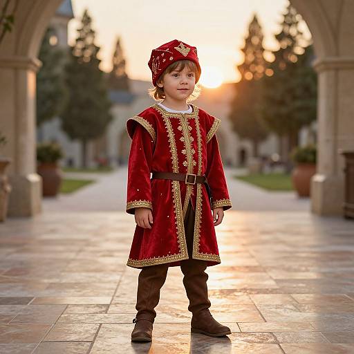Child in Vibrant Medieval Costume