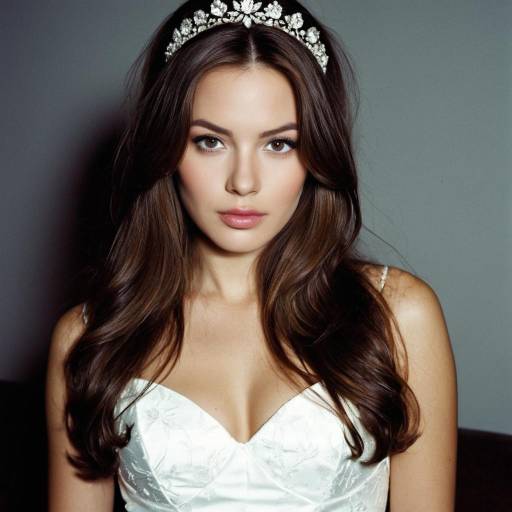 Elegant Woman in White Dress with Tiara