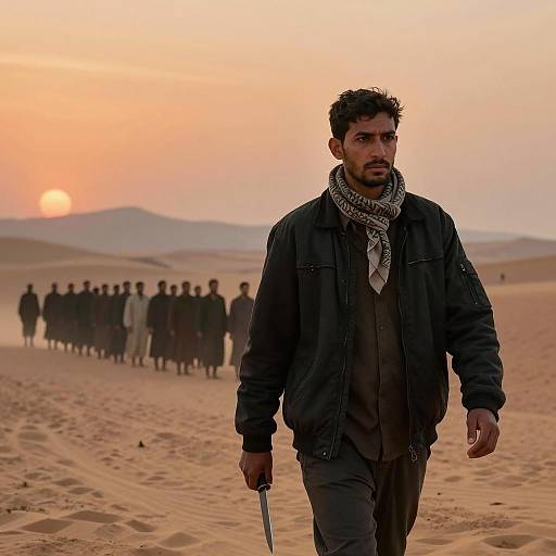 Determined Man in Desert Landscape