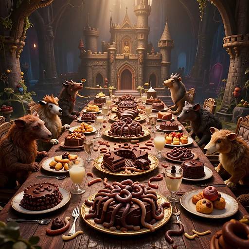 Mystical Castle Feast 3D Render