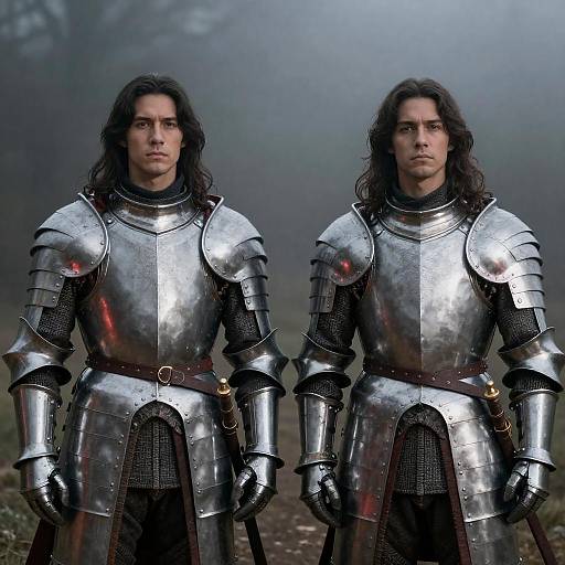 Two Men in Shiny Medieval Armor