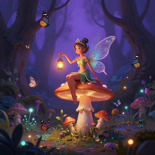Enchanted Fairy Queen in Glowing Forest