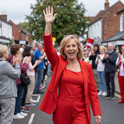 Joyful Woman in Red at Jubilee