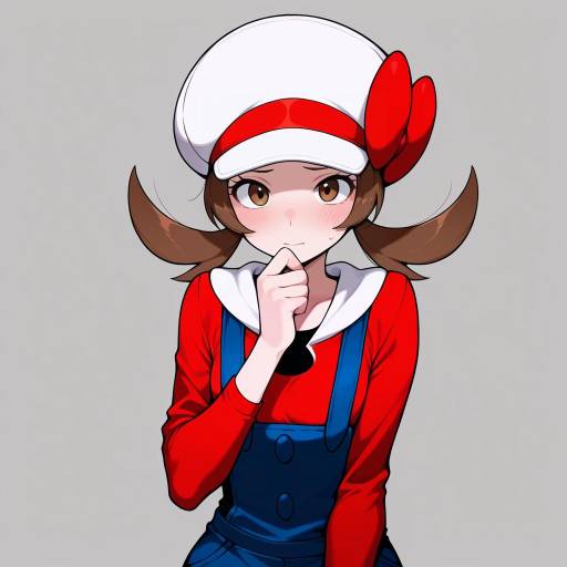 Cute Girl in Overalls with Bow