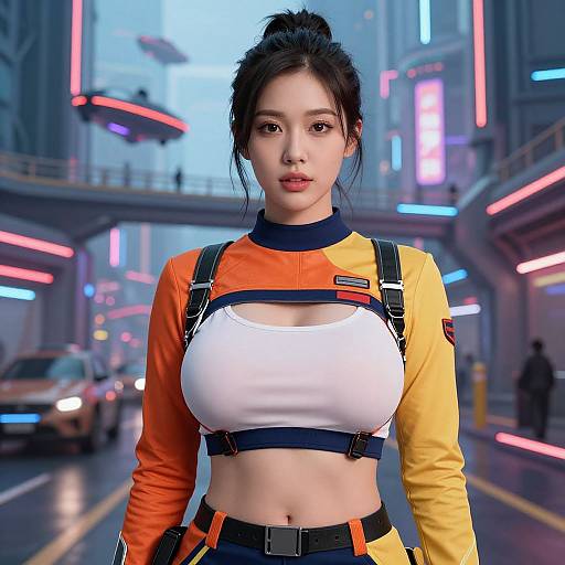 Sci-Fi Explorer Woman in Futuristic City