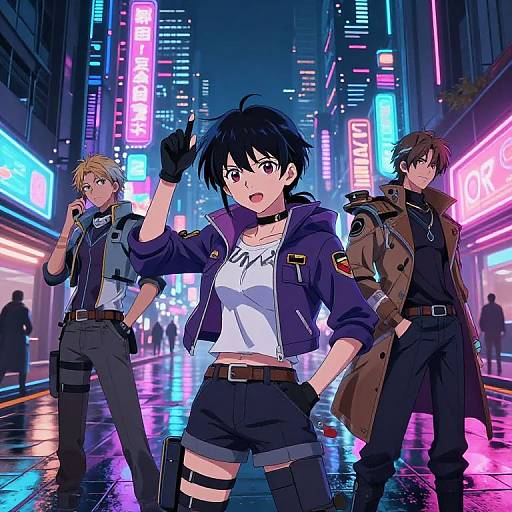 Cyberpunk Anime City Night Scene