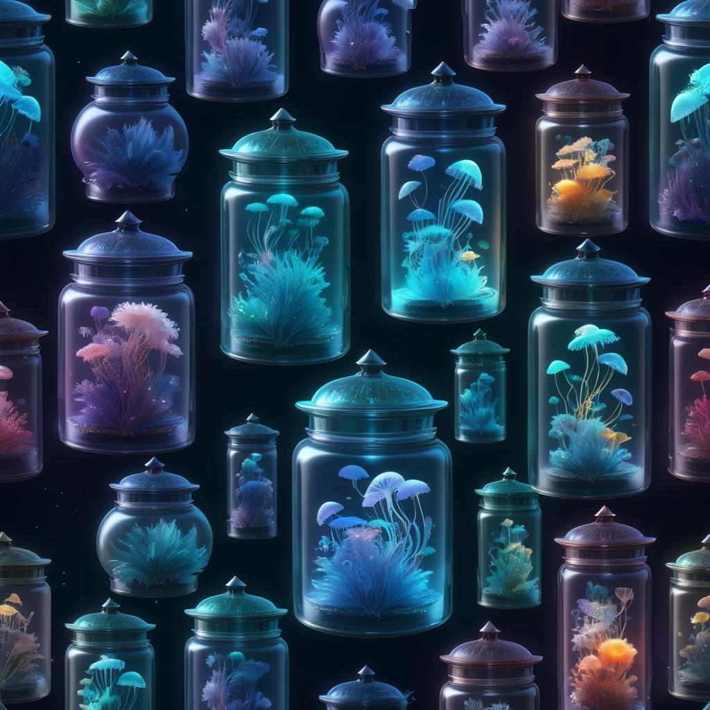 Ornate Jellyfish Collection in Glass Jars