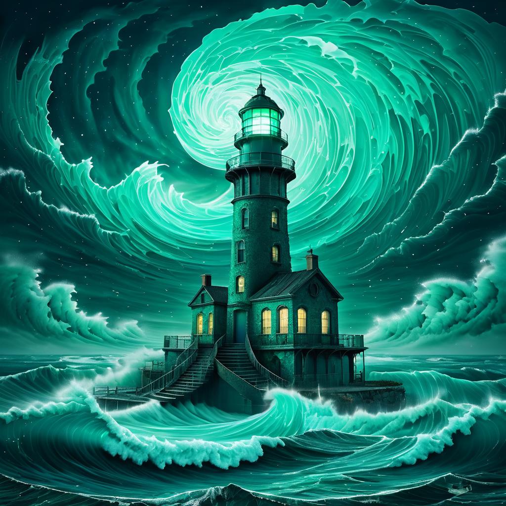 Crumbling Lighthouse in Cosmic Horror Scene