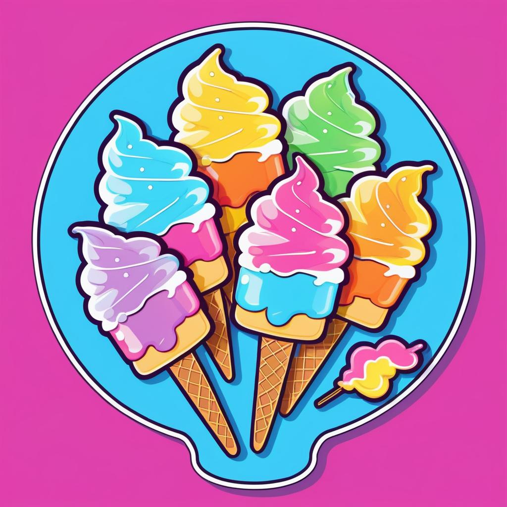 Vibrant Ice Cream Sticker in Pop Art