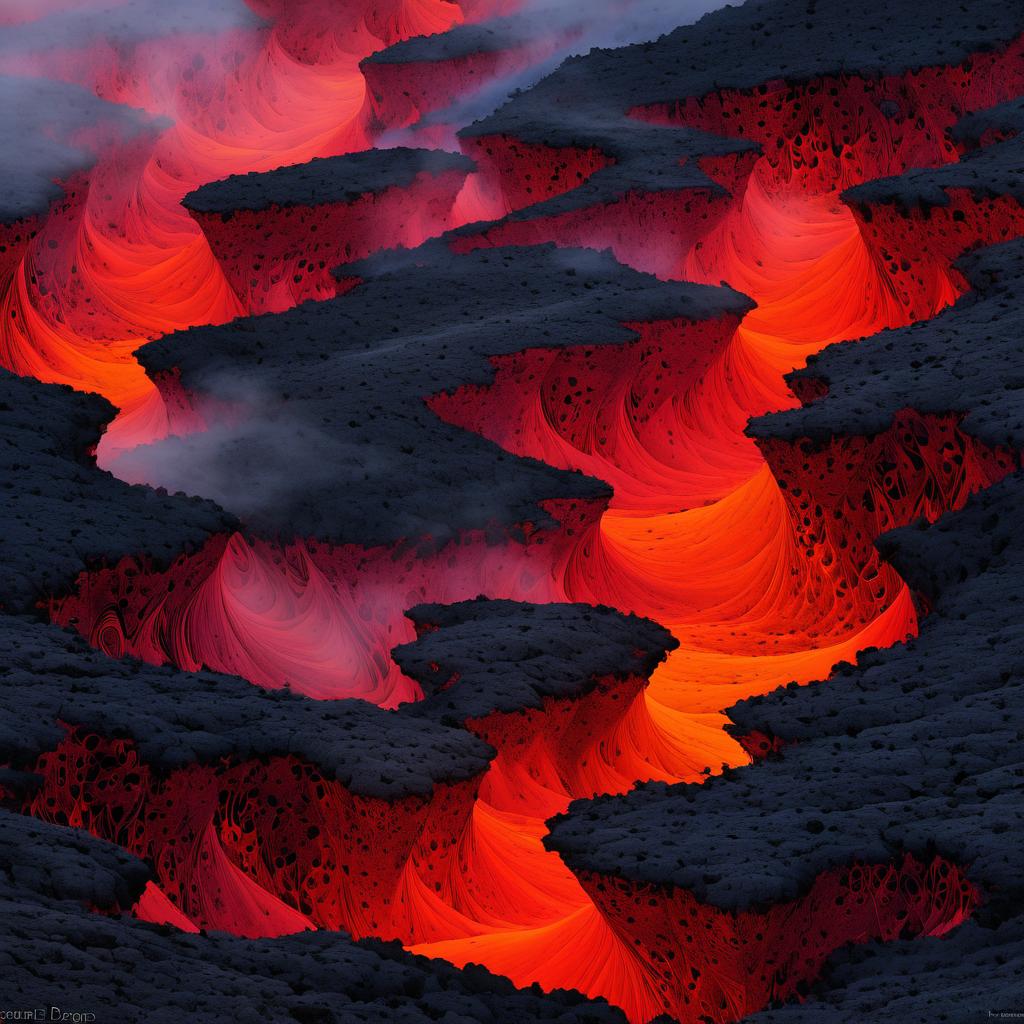 Twilight Lava Flow with Ghostly Mist