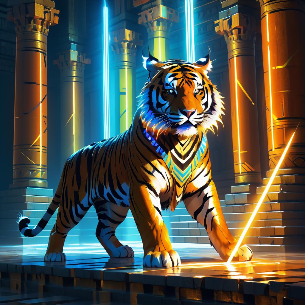 Fierce Tiger in Ancient Temple Art