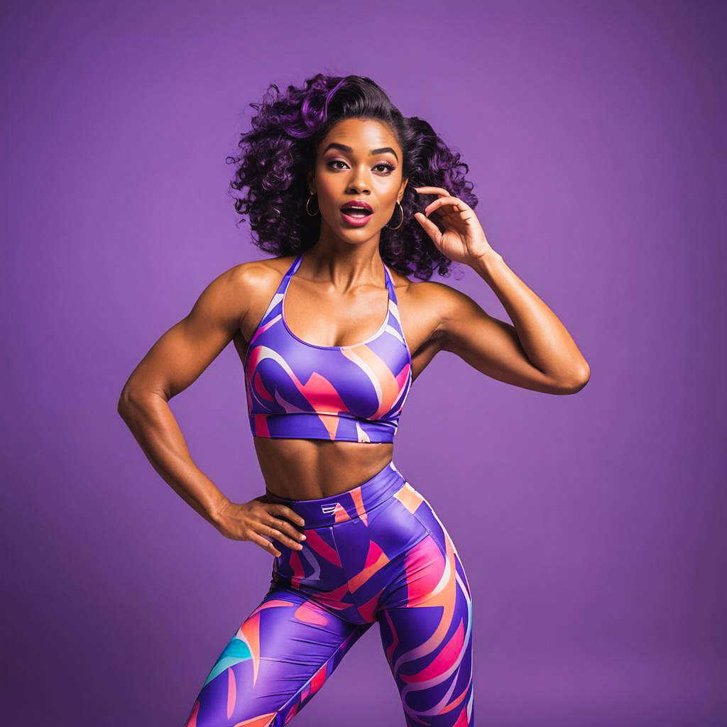 Surprised Retro Dancer in Colorful Activewear