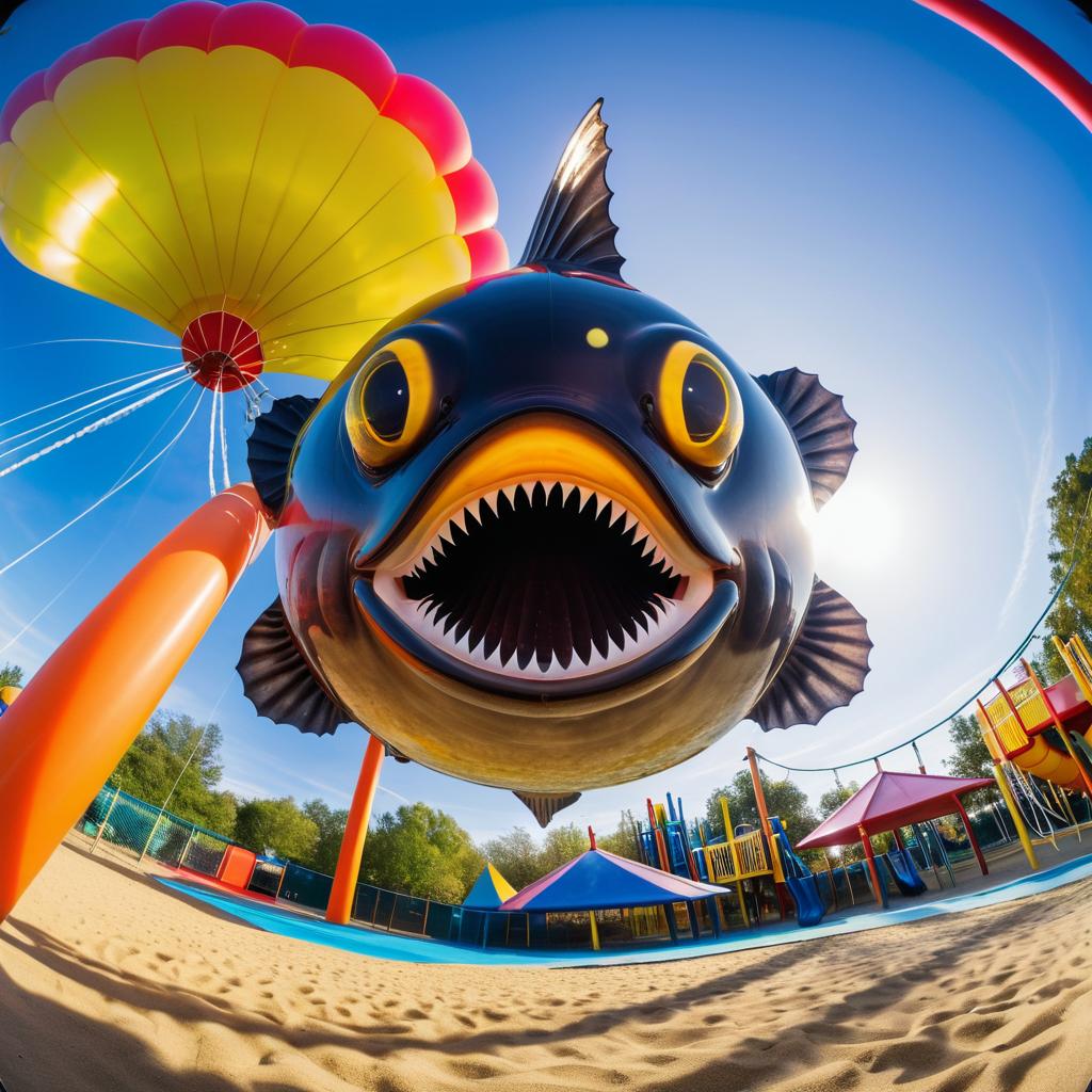 Whimsical Anglerfish in a Colorful Playground