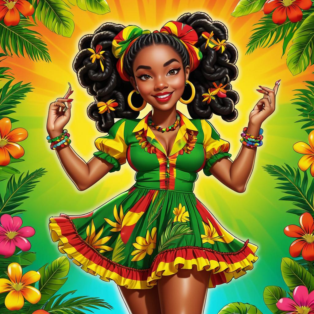 Vibrant Rastafarian Pin-Up Art