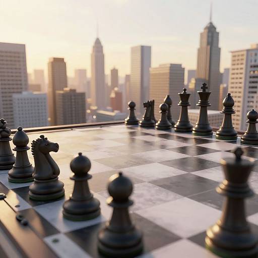 Surreal 3D Chessboard Cityscape