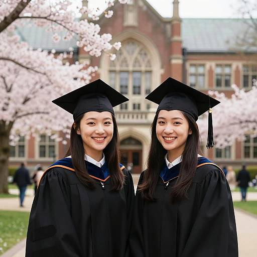 Graduation Day Bliss Under Cherry Blossoms