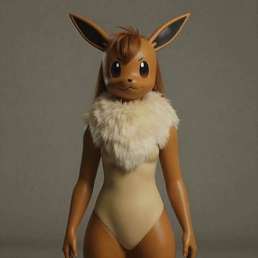 Realistic Anthro Cat-Flareon Portrait