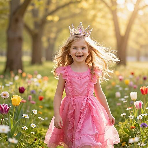 Enchanting Girl in Sunlit Meadow