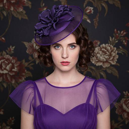 Vintage Elegance: Woman in Purple Tulle