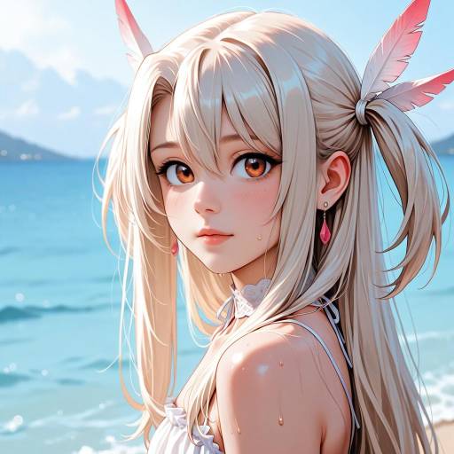Petite Girl with Feather Hair Ornament