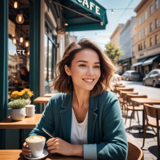 Determined Woman in a Cozy Cafe