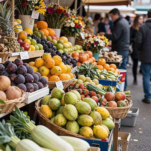 Vibrant Outdoor Market with Canastos