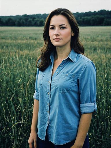 Woman in Blue Shirt Standing Outdoors