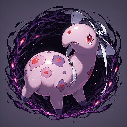 Illustration of Munna, pokemon in the style of Hiyori (rindou66)