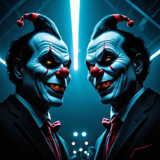 Alien Clowns Facing Each Other in Neon Light