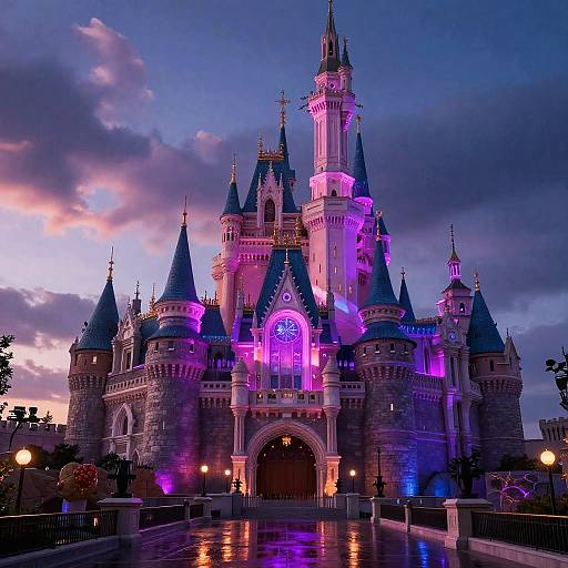 Cyberpunk Neon Castle at Twilight