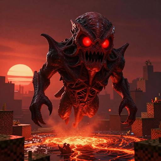 Realistic Minecraft Ghast Over Lava